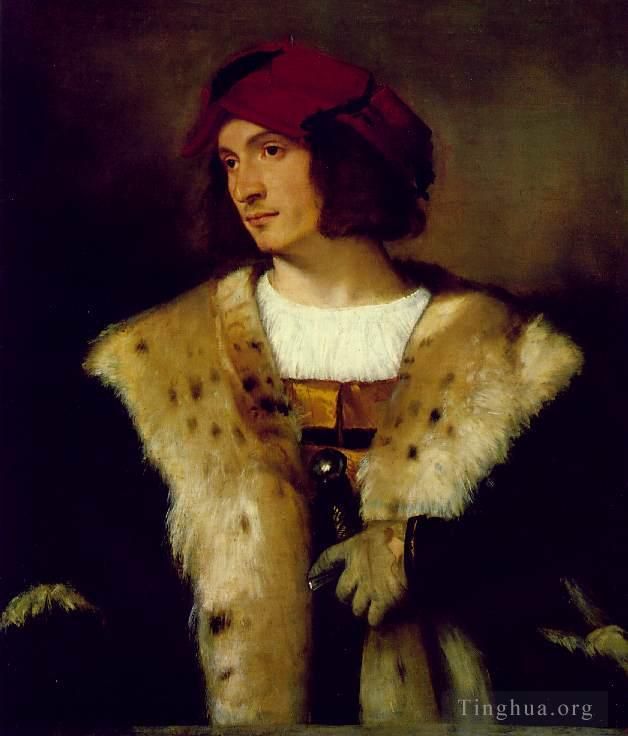 Titian Oil Painting - Portrait of a Man in a Red Cap