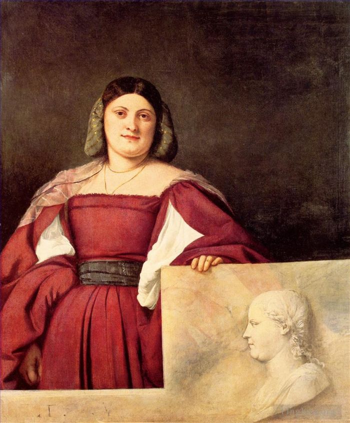Titian Oil Painting - Portrait of a Woman calledLa Schiavona