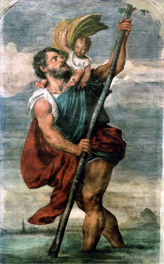 Titian Oil Painting - Saint Christopher