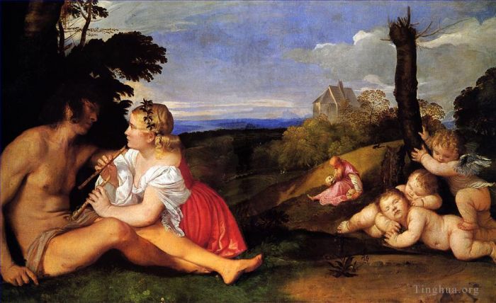 Titian Oil Painting - The Three Ages of Man 1511