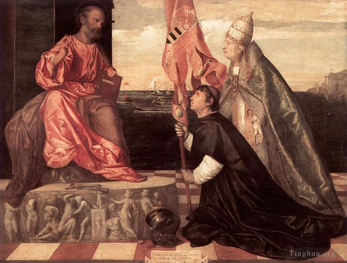 Titian Oil Painting - Tintoretto Pope Alexander IV Presenting Jacopo Pesaro to St Peter