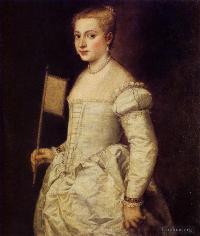 Titian Oil Painting - Woman in white 1555