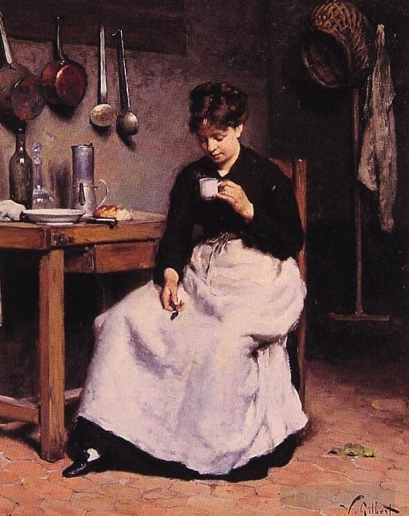 Victor Gabriel Gilbert Oil Painting - A Cup of Coffee