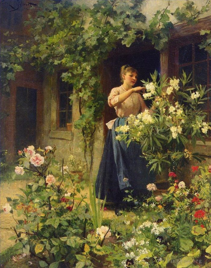 Victor Gabriel Gilbert Oil Painting - Gardening