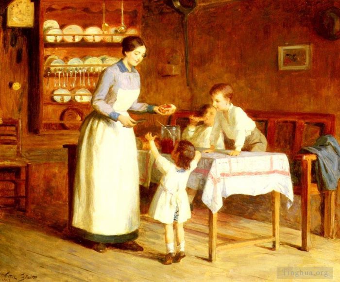 Victor Gabriel Gilbert Oil Painting - Le Gouter Des Enfants