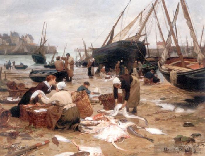 Victor Gabriel Gilbert Oil Painting - Sorting the Fish