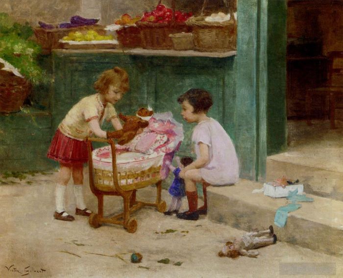 Victor Gabriel Gilbert Oil Painting - The Favourite Teddy Bear