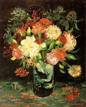 Artist Vincent van Gogh's Work - 4 Vase with Carnations 2