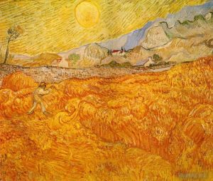 Artist Vincent van Gogh's Work - 4 Wheat Field behind Saint Paul Hospital with a Reaper