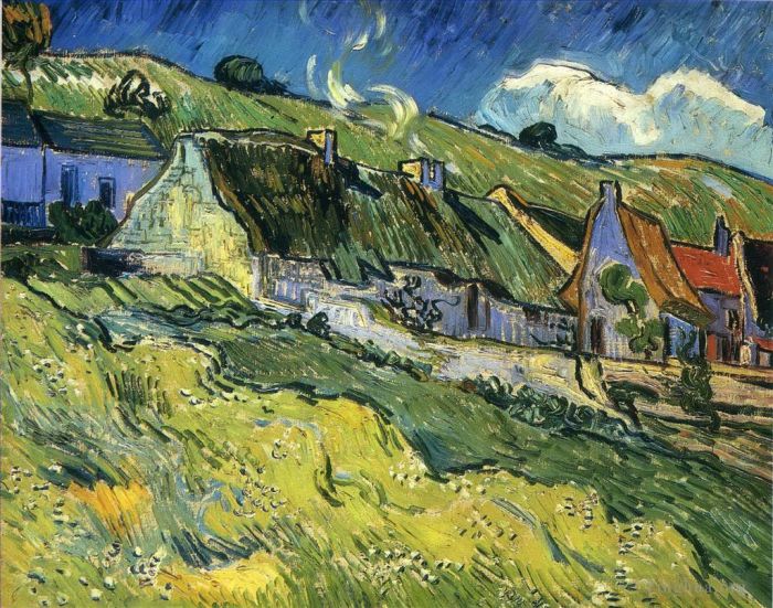 Vincent van Gogh Oil Painting - A Group of Cottages