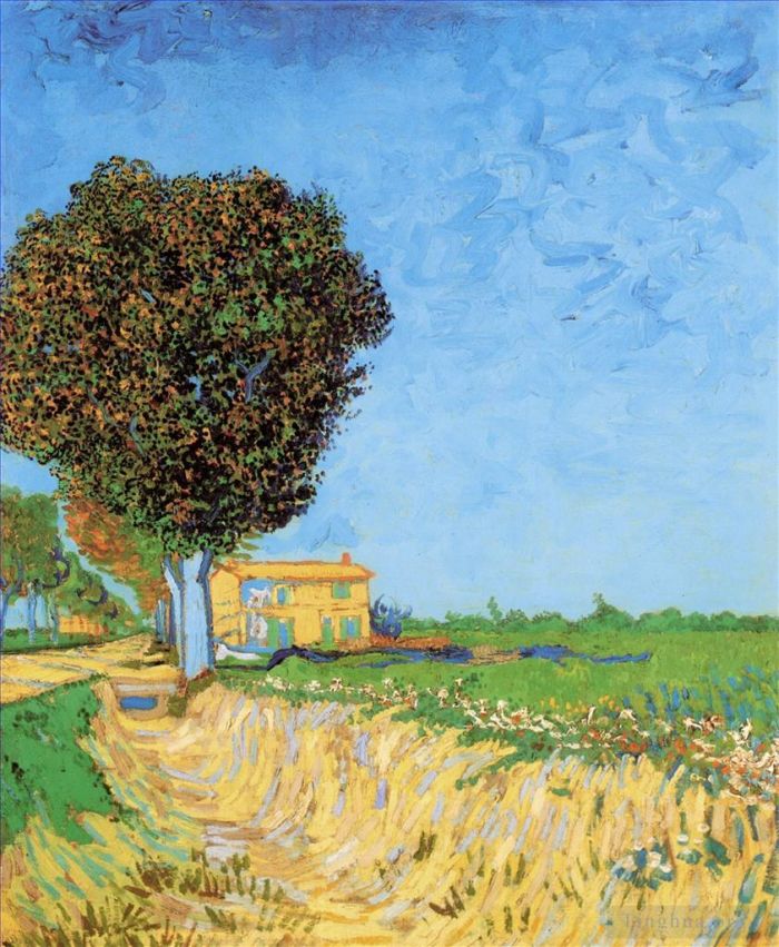 Vincent van Gogh Oil Painting - A Lane near Arles