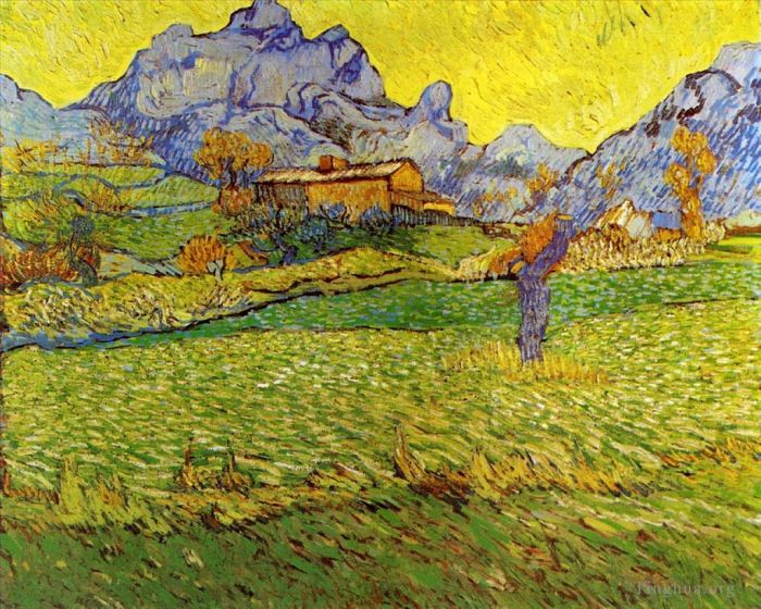 Vincent van Gogh Oil Painting - A Meadow in the Mountains