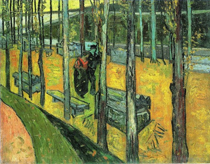 Vincent van Gogh Oil Painting - Alychamps, Autumn (Falling Autumn Leaves)