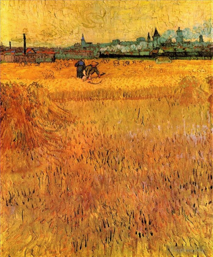 Vincent van Gogh Oil Painting - Arles View from the Wheat Fields
