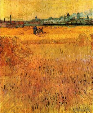 Artist Vincent van Gogh's Work - Arles View from the Wheat Fields
