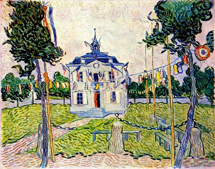 Vincent van Gogh Oil Painting - Auvers Town Hall in 1July 1890