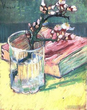 Artist Vincent van Gogh's Work - Blossoming Almond Branch in a Glass with a Book