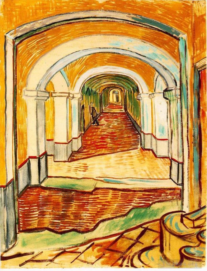 Vincent van Gogh Oil Painting - Corridor in the asylum