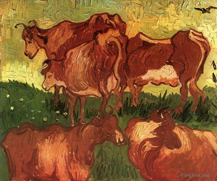 Vincent van Gogh Oil Painting - Cows