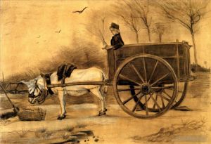 Artist Vincent van Gogh's Work - Donkey and Cart