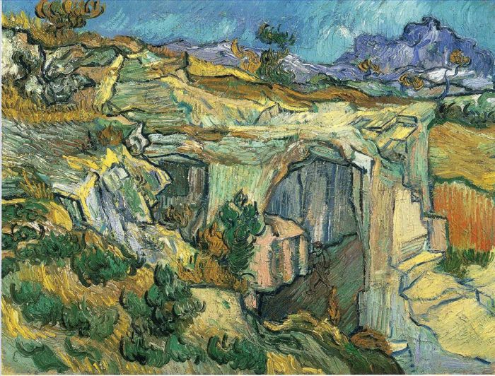 Vincent van Gogh Oil Painting - Entrance to a Quarry near Saint Remy