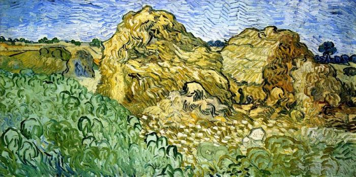 Vincent van Gogh Oil Painting - Field with Stacks of Wheat