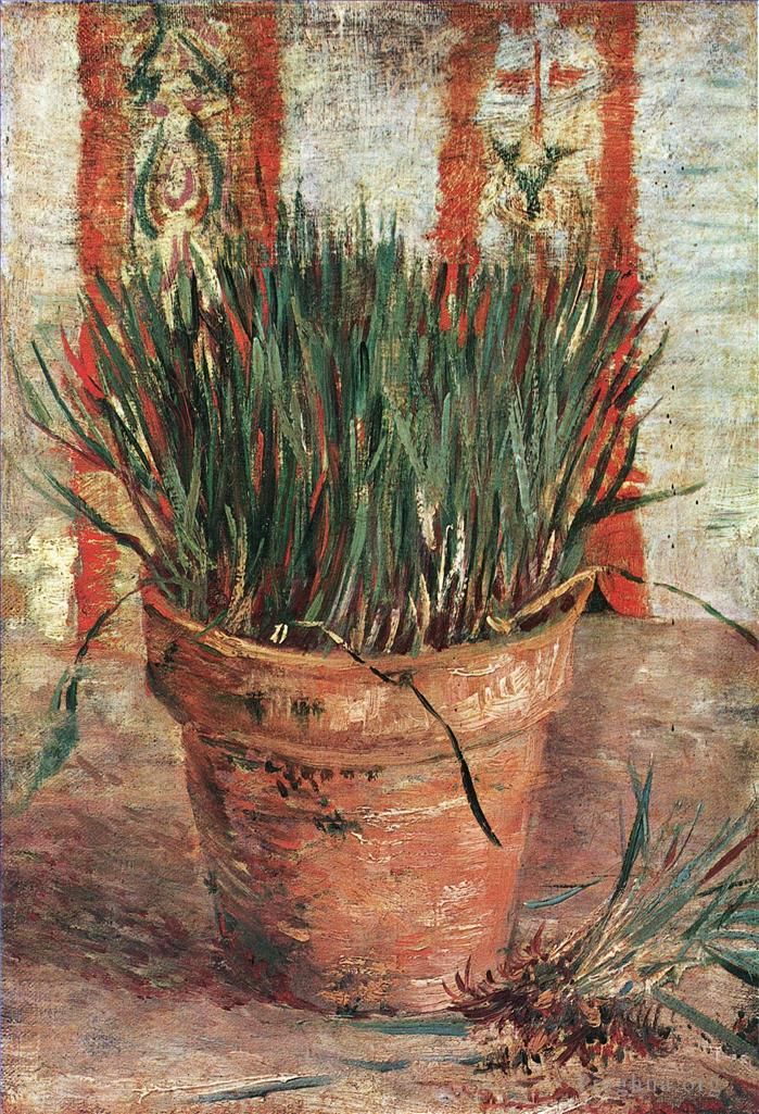 Vincent van Gogh Oil Painting - Flowerpot with Chives