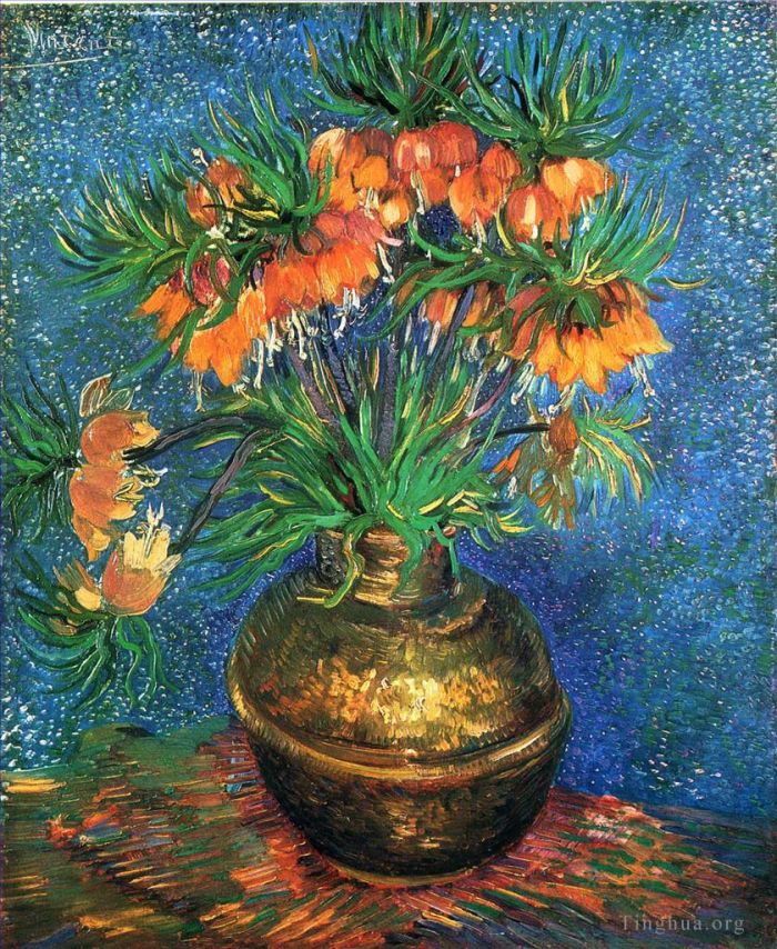 Vincent van Gogh Oil Painting - Fritillaries in a Copper Vase
