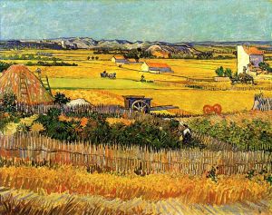 Artist Vincent van Gogh's Work - Harvest at La Crau with Montmajour in the Background