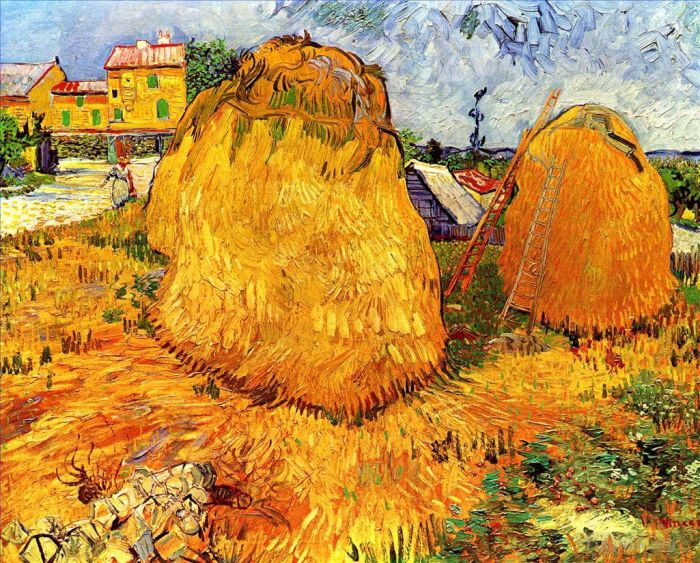 Vincent van Gogh Oil Painting - Haystacks in Provence
