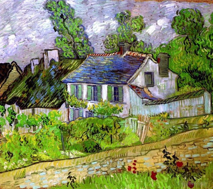 Vincent van Gogh Oil Painting - Houses in Auvers