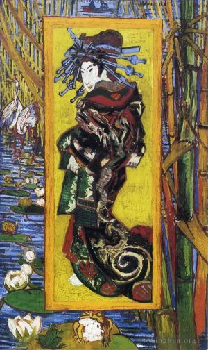 Artist Vincent van Gogh's Work - Japonaiserie Oiran after Kesai Eisen