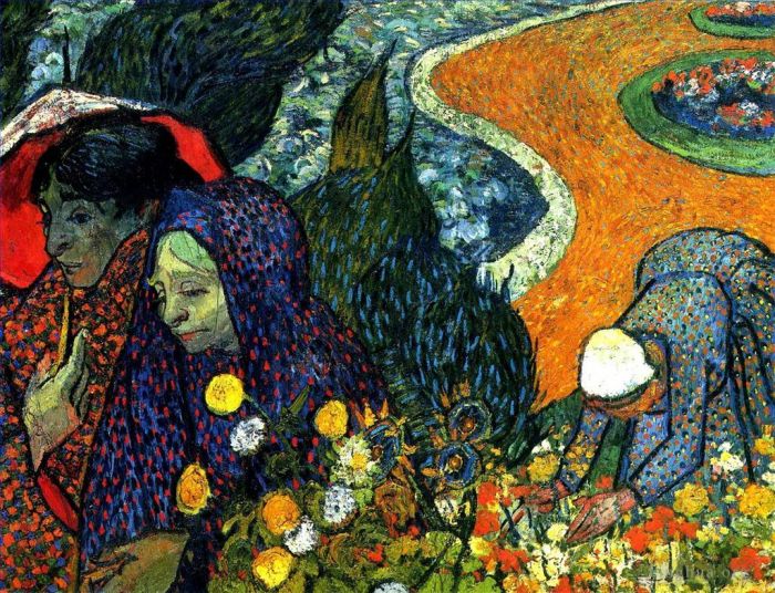 Vincent van Gogh Oil Painting - Ladies of Arles Memories of the Garden at Etten