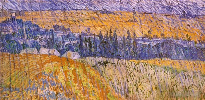 Vincent van Gogh Oil Painting - Landscape at Auvers in the Rain