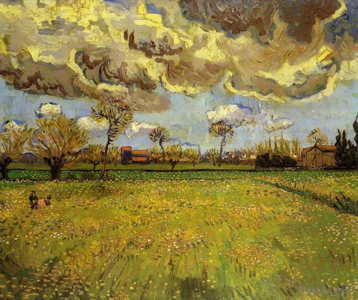 Vincent van Gogh Oil Painting - Landscape under a Stormy Sky