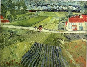 Artist Vincent van Gogh's Work - Landscape with Carriage and Train