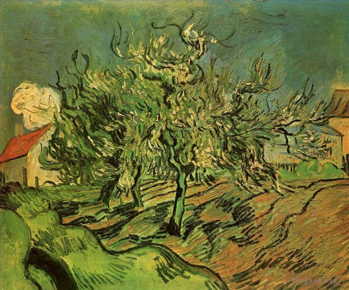 Vincent van Gogh Oil Painting - Landscape with Three Trees and a House