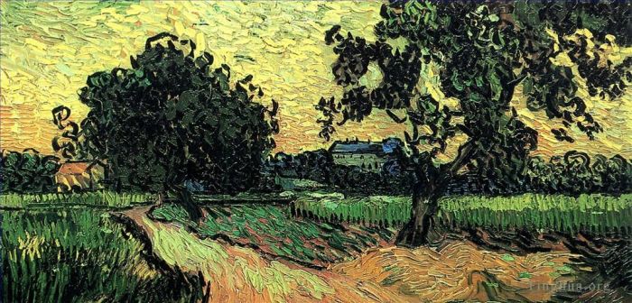 Vincent van Gogh Oil Painting - Landscape with the Chateau of Auvers at Sunset