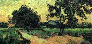 Artist Vincent van Gogh's Work - Landscape with the Chateau of Auvers at Sunset