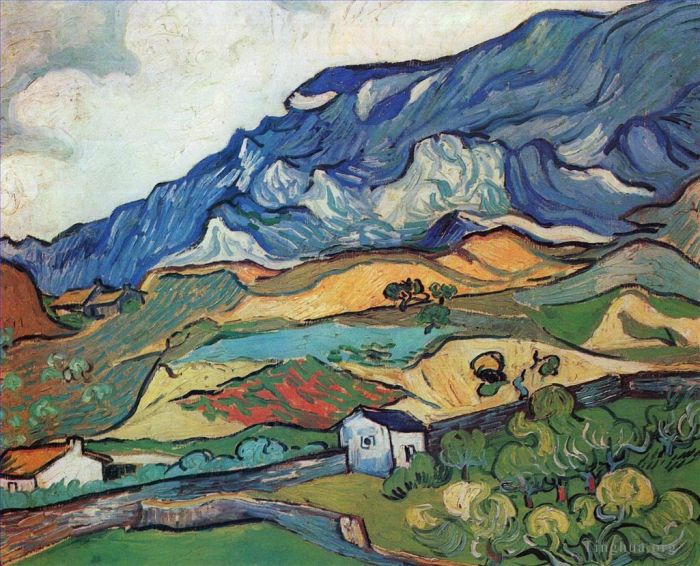 Vincent van Gogh Oil Painting - Les Alpilles Mountain Landscape near South Reme