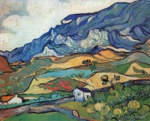 Artist Vincent van Gogh's Work - Les Alpilles Mountain Landscape near South Reme