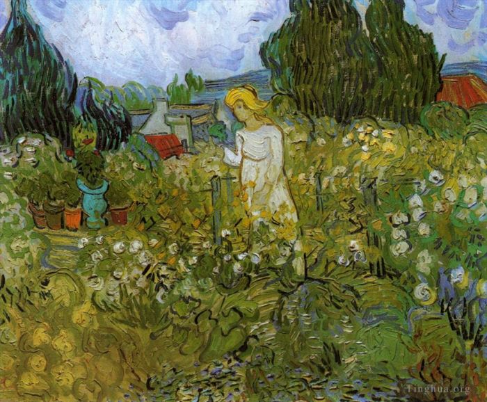 Vincent van Gogh Oil Painting - Mademoiselle Gachet in her garden at Auvers sur Oise
