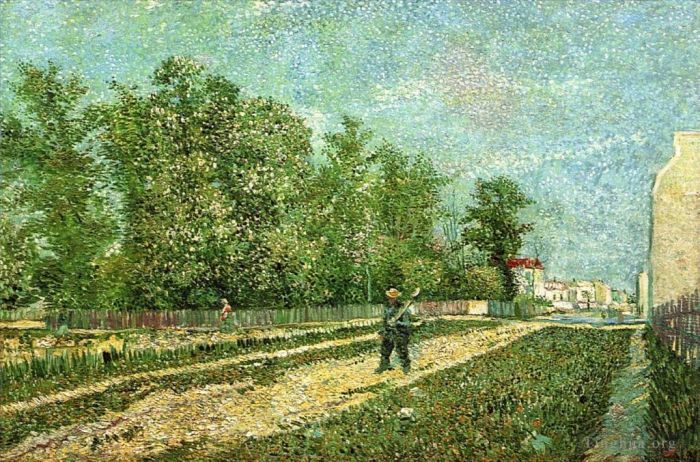 Vincent van Gogh Oil Painting - Man with Spade in a Suburb of Paris