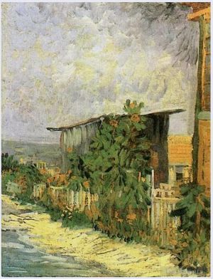 Artist Vincent van Gogh's Work - Montmartre Path with Sunflowers
