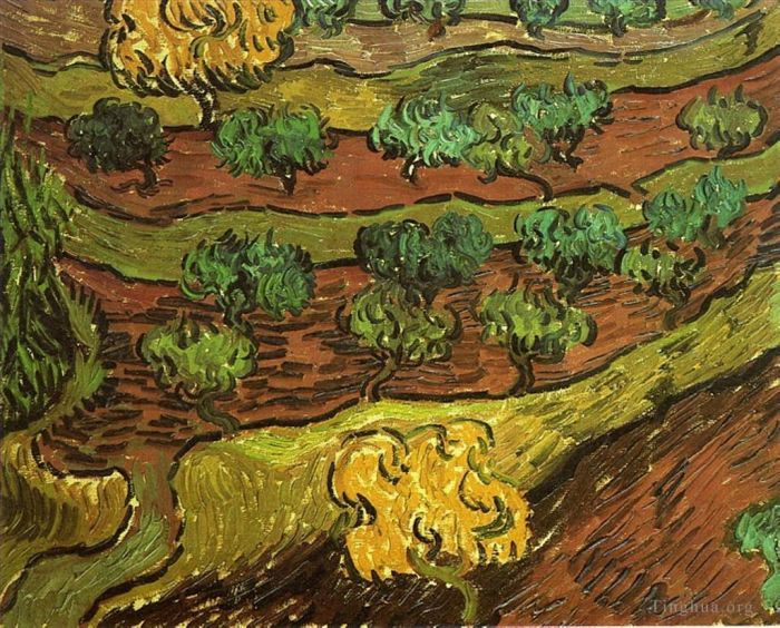 Vincent van Gogh Oil Painting - Olive Trees against a Slope of a Hill
