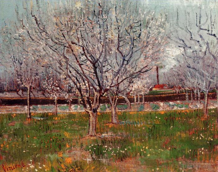 Vincent van Gogh Oil Painting - Orchard in Blossom Plum Trees
