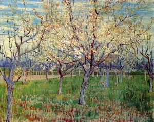 Artist Vincent van Gogh's Work - Orchard with Blossoming Apricot Trees