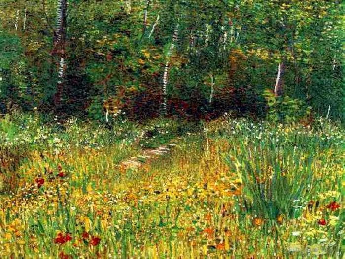 Vincent van Gogh Oil Painting - Park at Asnieres in Spring