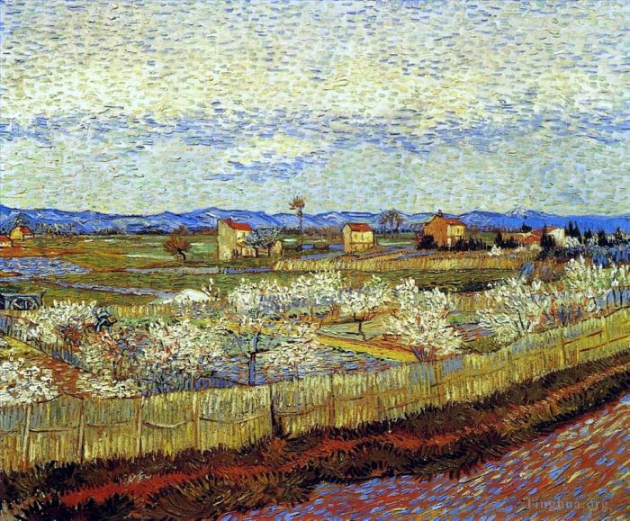 Vincent van Gogh Oil Painting - Peach Trees in Blossom