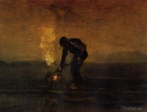 Artist Vincent van Gogh's Work - Peasant Burning Weeds